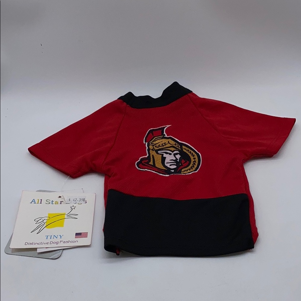 NHL Ottawa Senators Hockey Team Tiny Dog Shirt Red and Black for 2-5 lbs Puppy